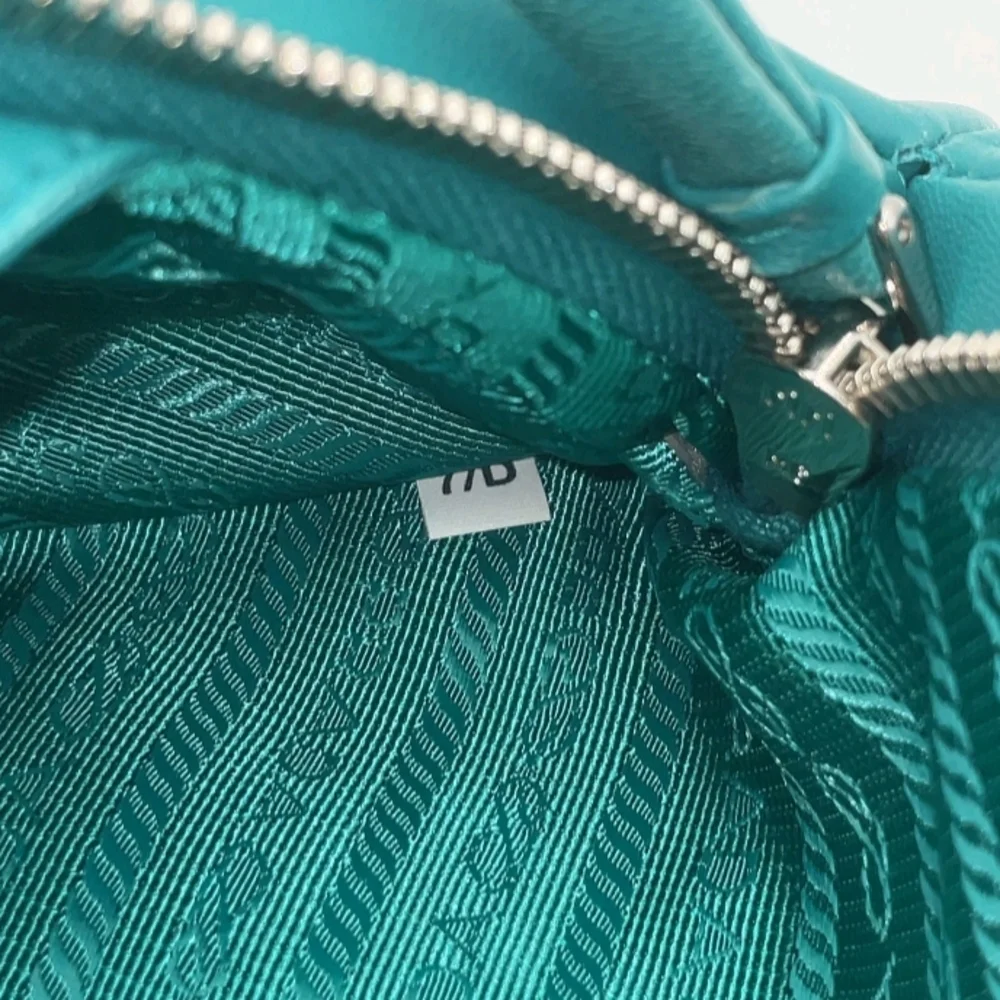 Authentic Prada Triangle Pavone Green Nappa Leather 2 Way Bag W/DB & Strap